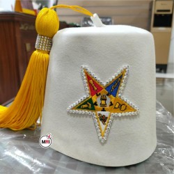 Eastern Star Fez OES FEZ HAT WHITE OR YELLOW TASSELS