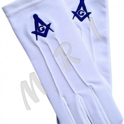 Masonic Blue Square & Compass Gloves